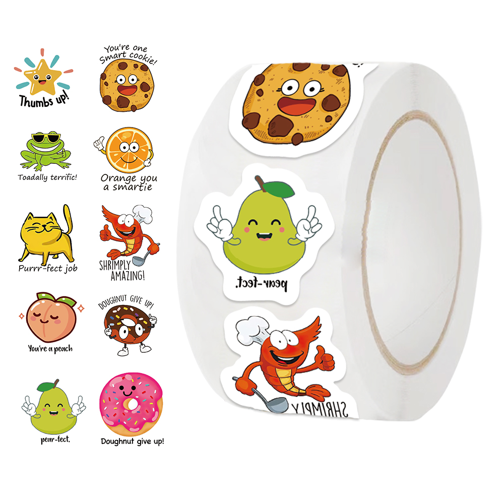 Kids Education Motivation - 500pcs roll Cute Decal Student Reward