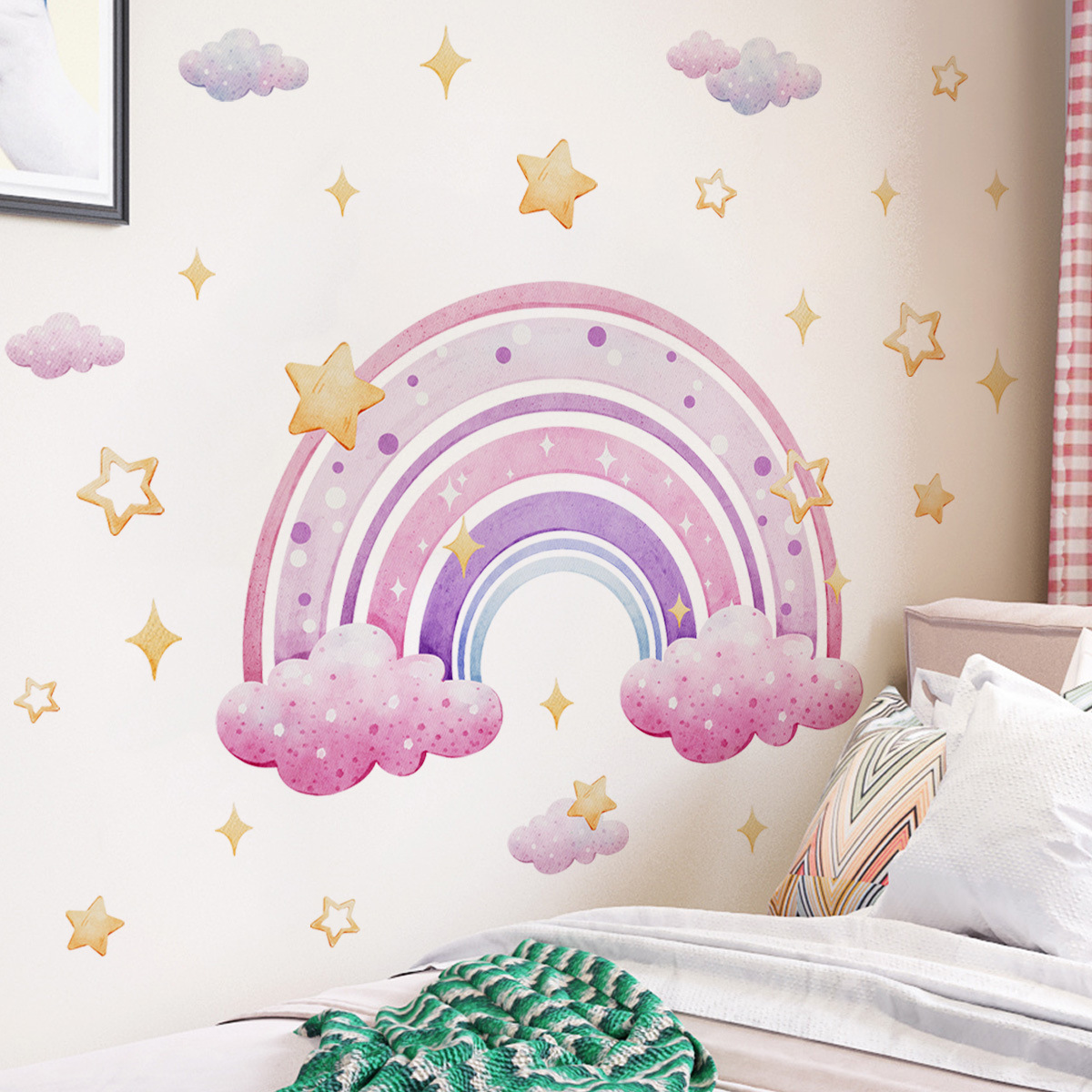 Kids Education Quotes - Colorful Rainbow Stars Cloud Wall Sticker