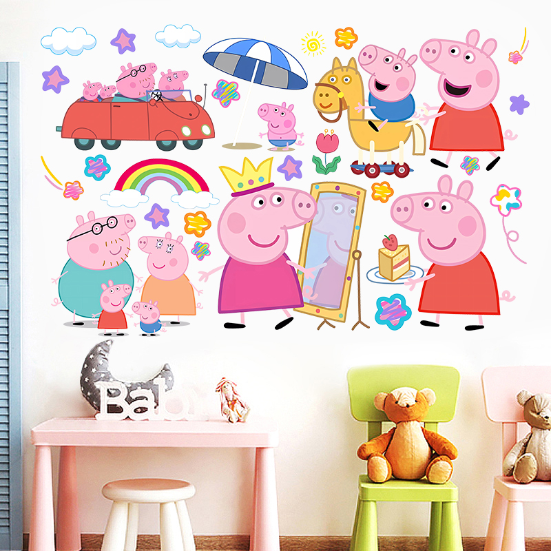 Kids Education Quotes - Cartoon Peppa Pig Wall Stickers For
