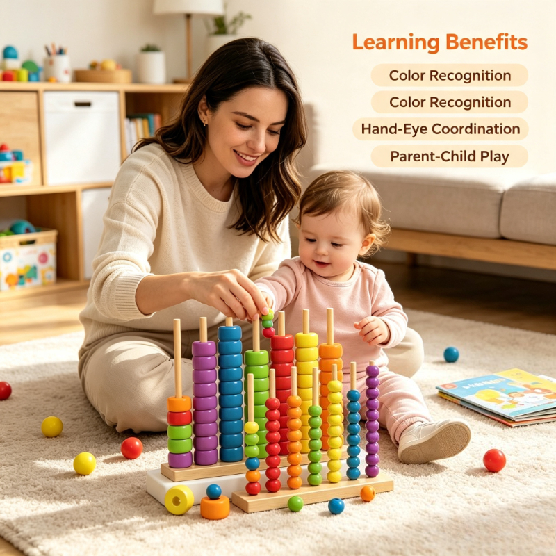 Kids Education Calculator - Wooden Abacus Montessori Educational Math Toy