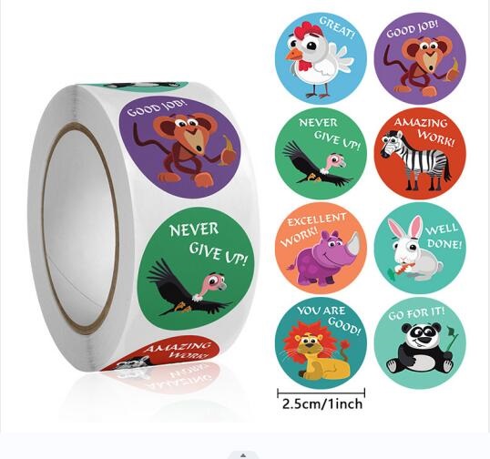 Kids Education Motivation - Cute Animal Learning Stickers 50-500pcs Children