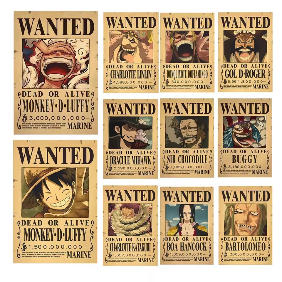 Kids Education Quotes - Anime One Piece Bounty Wanted Posters