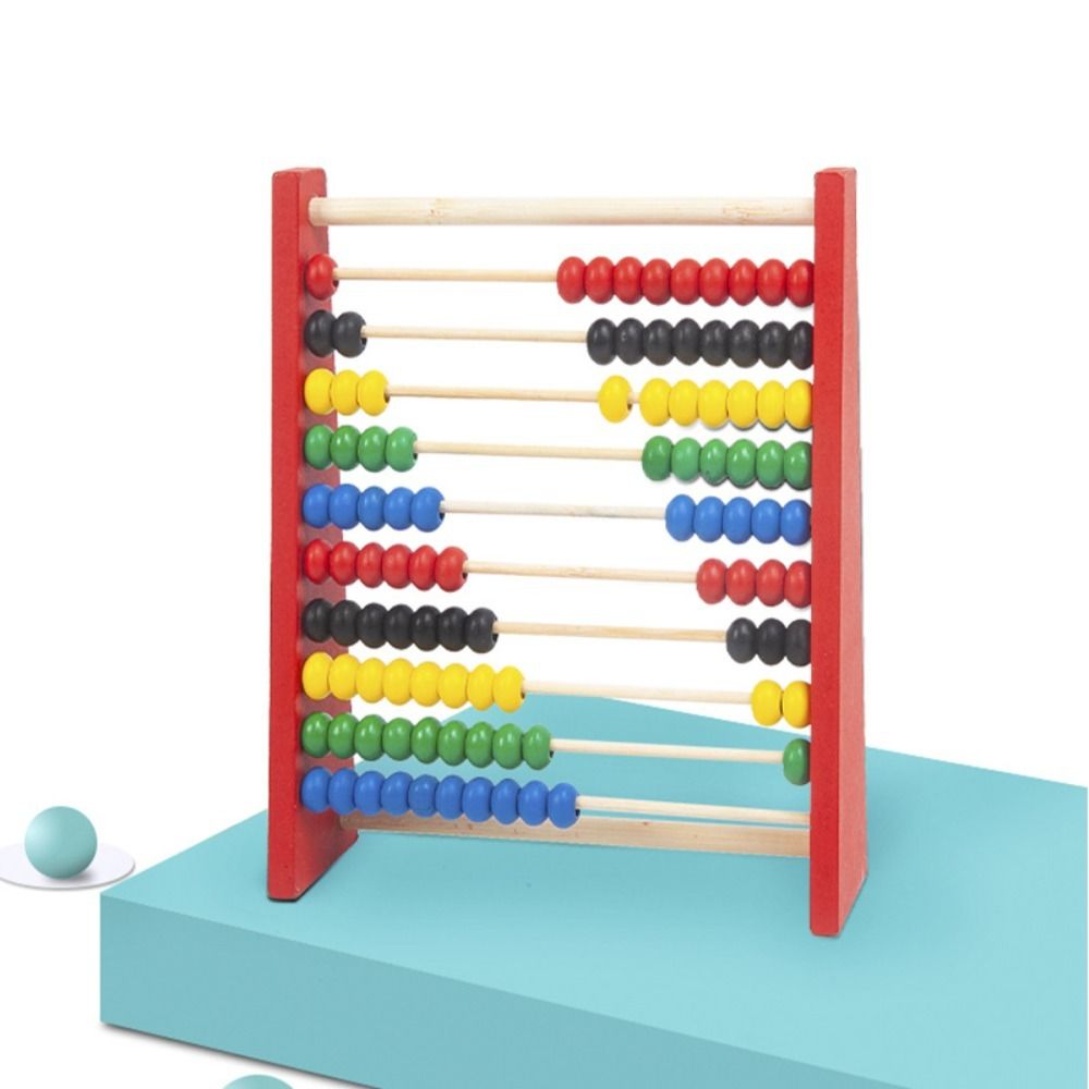 Kids Education Calculator - Wooden Wooden Abacus Durable Red Blue