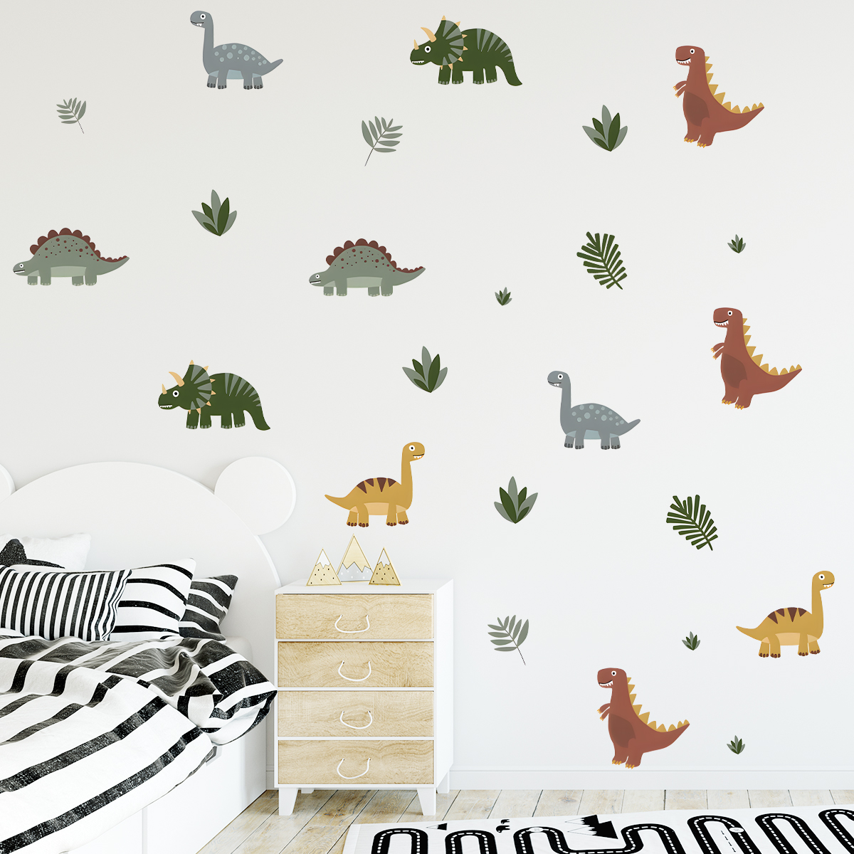 Kids Education Quotes - Cartoon Cute Dinosaur Leaf Animal Wall