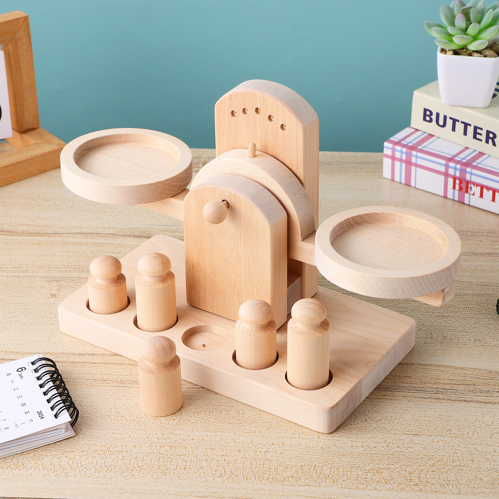 Kids Education Calculator - 1Set Wooden Balance Scale Creative Educational