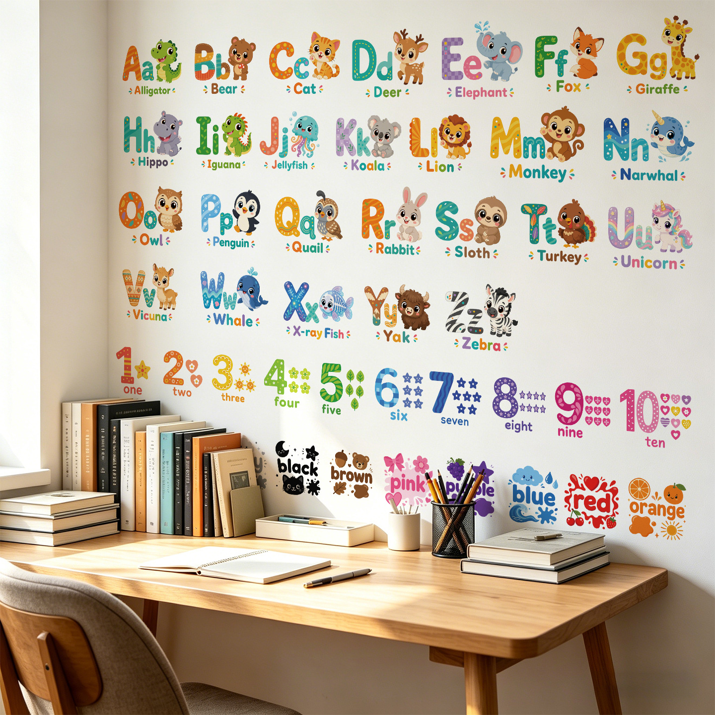 Kids Education Quotes - Animals Alphabet Words Wall Stickers For