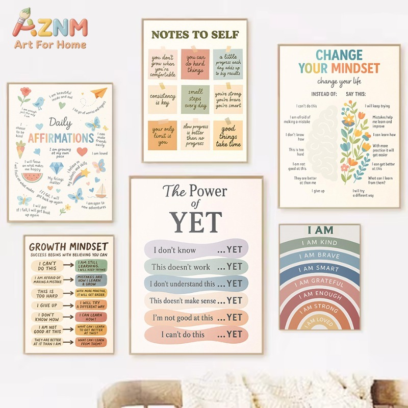 AZNM Soft Pastel Growth Mindse - Kids Education Motivation recension och pris