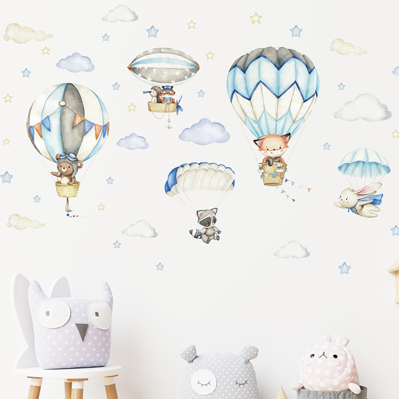 Cartoon Cute Animals Hot Air B - Kids Education Quotes recension och pris