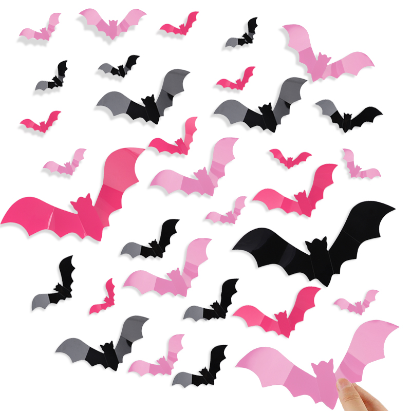 24/48Pcs Halloween Pink Bats W - Kids Education Quotes recension och pris