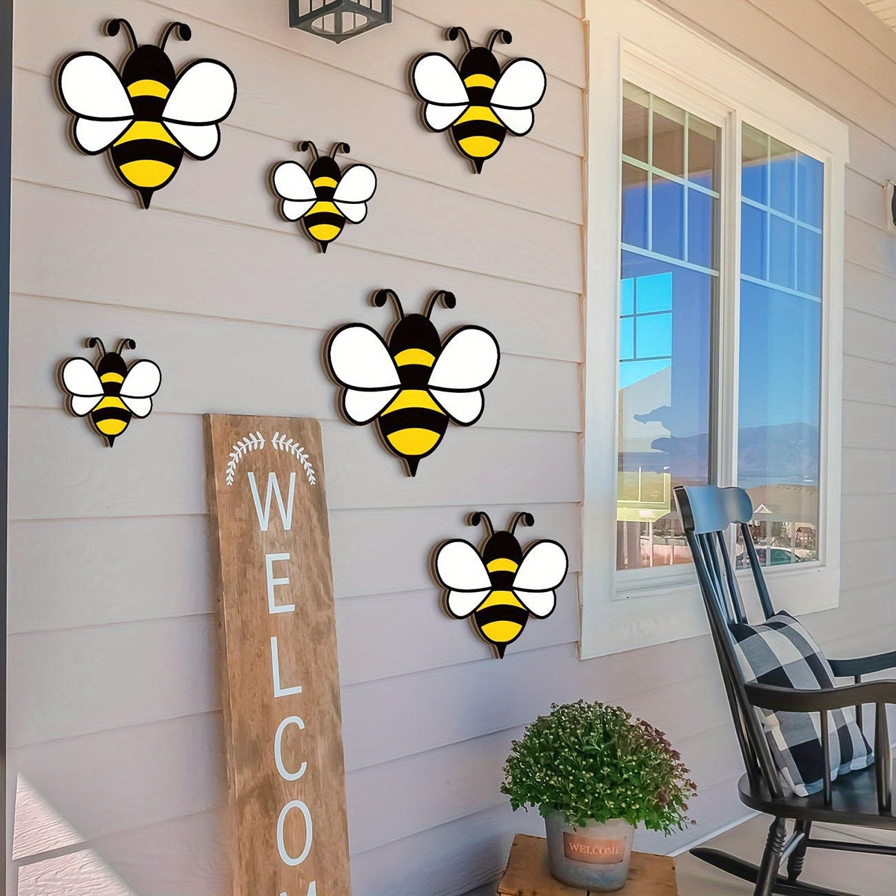 6Pcs Cute Bee Wooden Wall Stic - Kids Education Quotes recension och pris