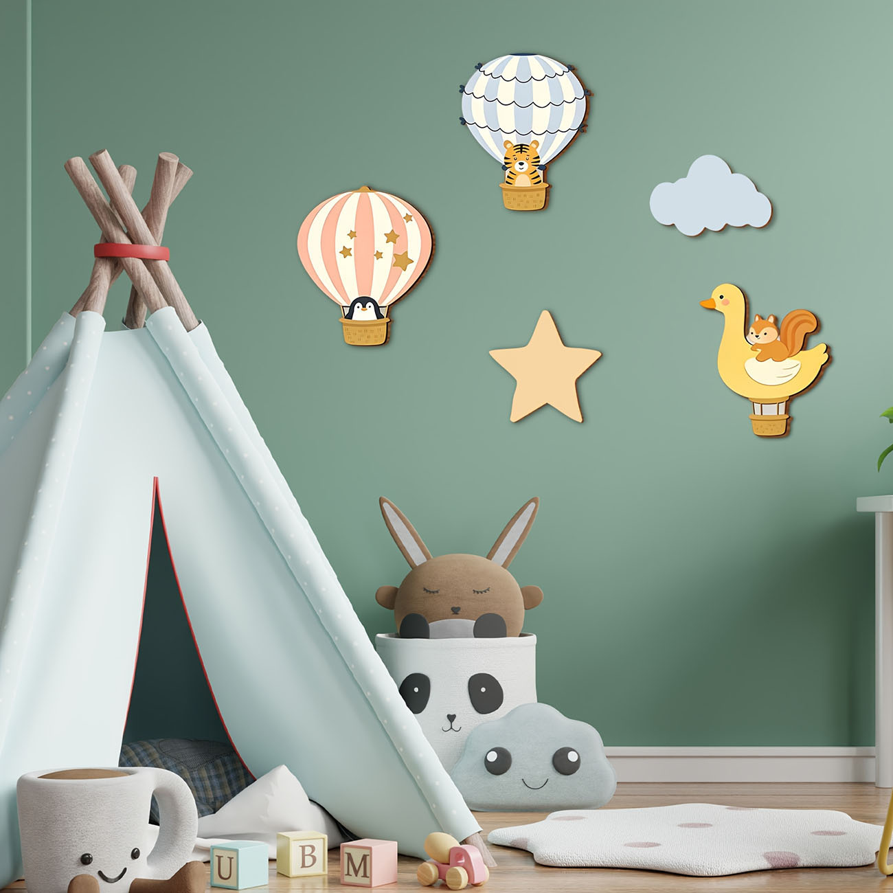 5Pcs Animal Hot Air Balloon Wo - Kids Education Quotes recension och pris